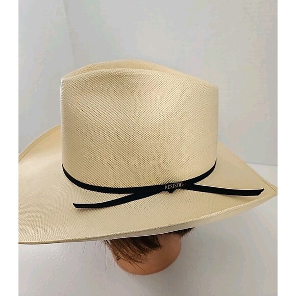 Vtg Resistol 7 1/4 Self-Conforming Western Cowboy Straw Hat Shantung Panama 4X main image 15